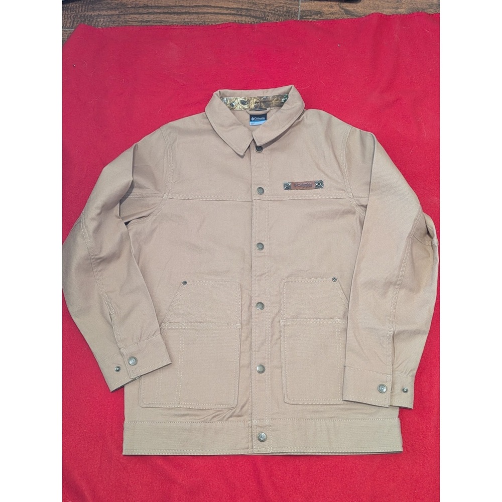 NEW Columbia Men's Small Roughtail Field Canvas Snap Khaki Work Jacket MSRP $100